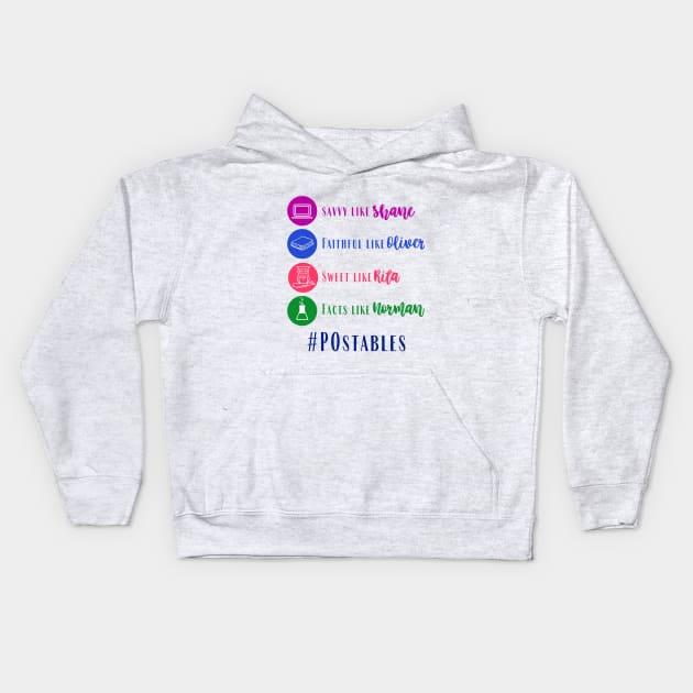 POstables - Shane, Oliver, Rita and Norman (Color Version) Kids Hoodie by Hallmarkies Podcast Store